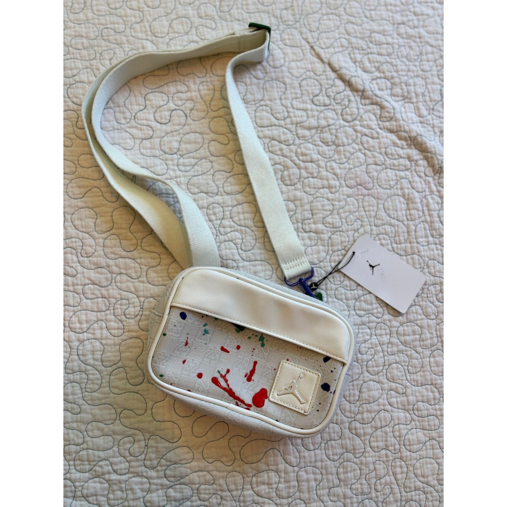 Jordan White Paint Splatter Monogram Crossbody Bag Multi-Color